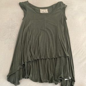 Anthropologie Pure + Good Green High Low Swing Tunic Top Size Small